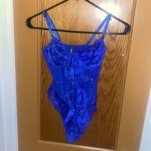 Pretty Little Thing Blue Lace Bodysuit